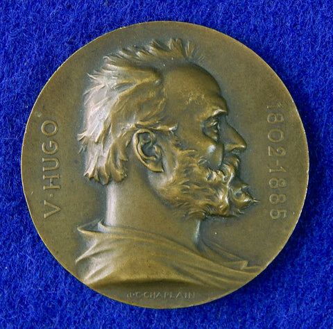 French France Art 1802-1902 V. Hugo Chaplain Signed Bronze Table Medal
