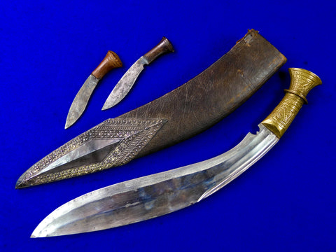 Antique 19 Century Indian India Gurkha Kukri Fighting Knife w/ Scabbard