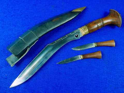 Indian India Gurkha Kukri Large Fighting Knife Short Sword Scabbard Set 
