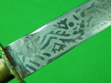 Vintage Indo-Persian Middle East Afghani Engraved Fighting Knife Dagger Kindjal