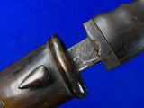 Antique Old Indonesian Indonesia Damascus Blade Short Sword Knife w/ Scabbard