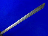 Antique Old Indonesian Indonesia Damascus Blade Short Sword Knife w/ Scabbard
