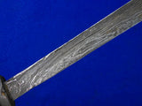Antique Old Indonesian Indonesia Damascus Blade Short Sword Knife w/ Scabbard