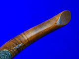 Antique Old Indonesia Indonesian Silver Fittings Small Knife w/ Scabbard