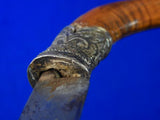 Antique Old Indonesia Indonesian Silver Fittings Small Knife w/ Scabbard