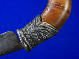 Antique Old Indonesia Indonesian Silver Fittings Small Knife w/ Scabbard