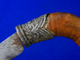 Antique Old Indonesia Indonesian Silver Fittings Small Knife w/ Scabbard