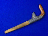 Antique Old Indonesia Indonesian Silver Fittings Small Knife w/ Scabbard