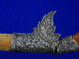 Antique Old Indonesia Indonesian Silver Fittings Small Knife w/ Scabbard