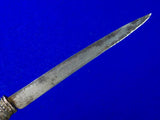 Antique Old Indonesia Indonesian Silver Fittings Small Knife w/ Scabbard