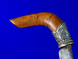 Antique Old Indonesia Indonesian Silver Fittings Small Knife w/ Scabbard