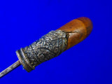 Antique Old Indonesia Indonesian Silver Fittings Small Knife w/ Scabbard