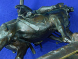 Antique Italy Italian Bronze Signed Knight On Horse Figurine Statue