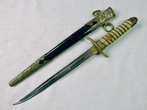 Japanese Japan WW2 Navy Naval Officer's Dagger Fighting Knife w/ Scabbard