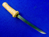 Japanese Japan WWII WW2 Vintage Carved Handle Tanto Fighting Knife