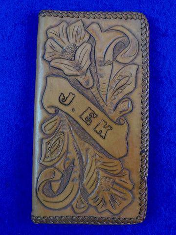 John Ek Personal Handmade Carved Leather Wallet Pouch Pocketbook