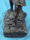 Large Signed Bronze Roman Greek Soldier Warrior w/ Sword Sculpture Figurine Art