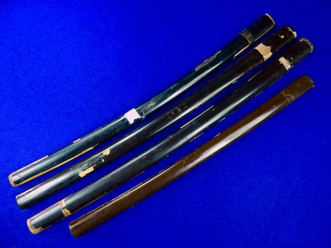 Lot of 4 Antique Old Japanese Japan Wooden Katana Wakizashi Sword Scabbard Saya 