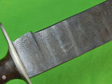 US Custom Hand Made MARK BROWN Howell MI Damascus Fighting Knife & Sheath