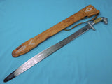 Vintage Old Mexico Mexican Horse Head Engraved Machete Sword w/ Scabbard