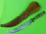 Vintage Mexican Mexico Scorpion Saw Back Engraved Curved Blade Fighting Knife