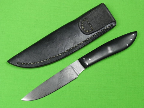 US Custom Hand Made Michigan Maker Johnny D. VASQUEZ Damascus Knife & Sheath