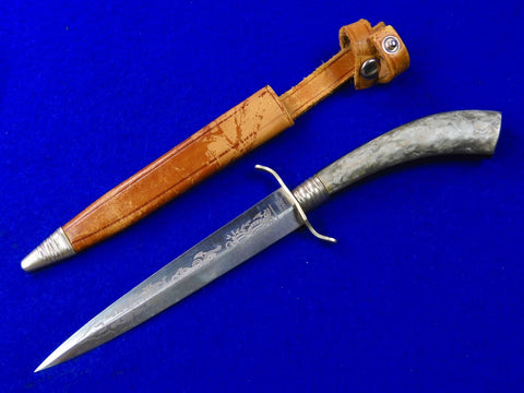 Vintage German Germany Solingen Navy Motif Engraved Dagger Knife w/ Sheath Gift for Hunter Gift for Him