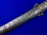Antique North African Morocco Andrea Ferara Silver Nimcha Sword w/ Scabbard