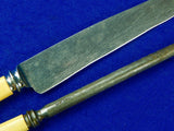 Old Vintage English British Sheffield Set of Kitchen Chef's Knife & Sharpener