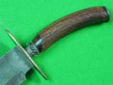 Vintage Custom Hand Made Old Style Bowie Fighting Knife Stag & Sterling Silver