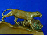 Antique Old German Germany Lion Lions Bronze Metal Inkwell Desktop Decor