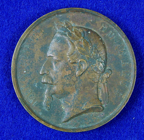Antique French France Bronze 1868 19 Century Napoleon III Table Medal 