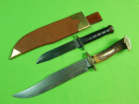 US Custom Hand Made PETER BROMLEY Huge Hunting Fighting Knife & Sheath