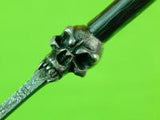 Custom Hand Made Philip Booth Small Skull Damascus Neck Fighting Knife & Sheath