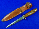 RARE British English WW2 Fairbairn Sykes Wood Handle Fighting Knife w/ Sheat