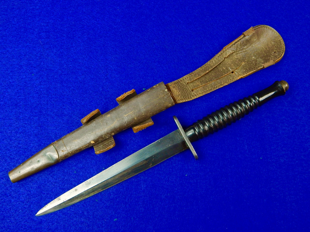 RARE British English WW2 FAIRBAIRN SYKES Fighting Knife Wood