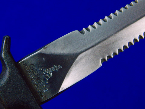 RARE US 1977 GERBER MK2 Commando Fighting Knife BLACK HANDLE w/ Sheath ...