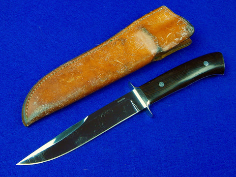 RARE US Custom Handmade by GEORGE HERRON Fighting Hunting Knife w/ Sheath