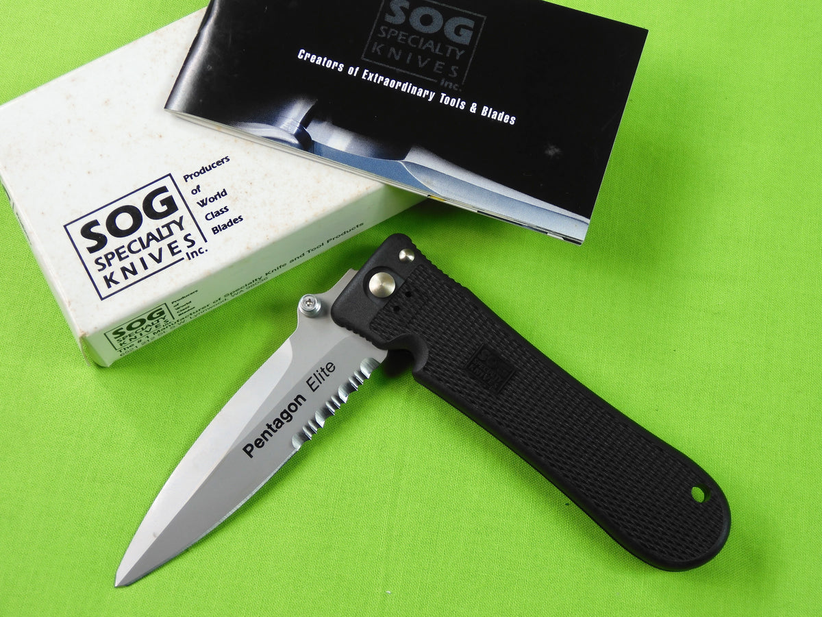 SOG Seki Japan Made Pentagon Elite Folding Pocket Knife w/ Box