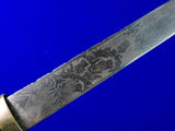 Vintage Scottish Scotland British English Engraved Dagger Dirk Knife w/ Scabbard