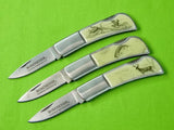 Set 3 Winchester 2006 Limited Wildlife Series Folding Pocket Lock Back Knife
