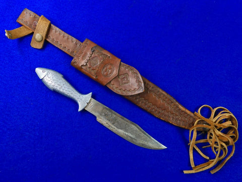 Vintage Old South American Fishing Fish Hunting Knife w/ Sheath