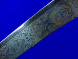 Vintage Spanish Spain Fabrica de Toledo Large Engraved Hunting Knife & Sheath