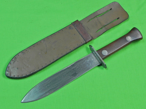US WW2 Custom Hand Made Spear Head Blade Theater Stiletto Fighting Knife Sheath