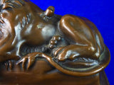 Antique Swiss Guard Lions of Lucerne Bookends Decor Helvetiorum Fidei AC Virtuti