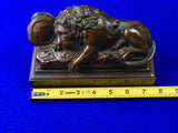 Antique Swiss Guard Lions of Lucerne Bookends Decor Helvetiorum Fidei AC Virtuti
