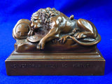 Antique Swiss Guard Lions of Lucerne Bookends Decor Helvetiorum Fidei AC Virtuti
