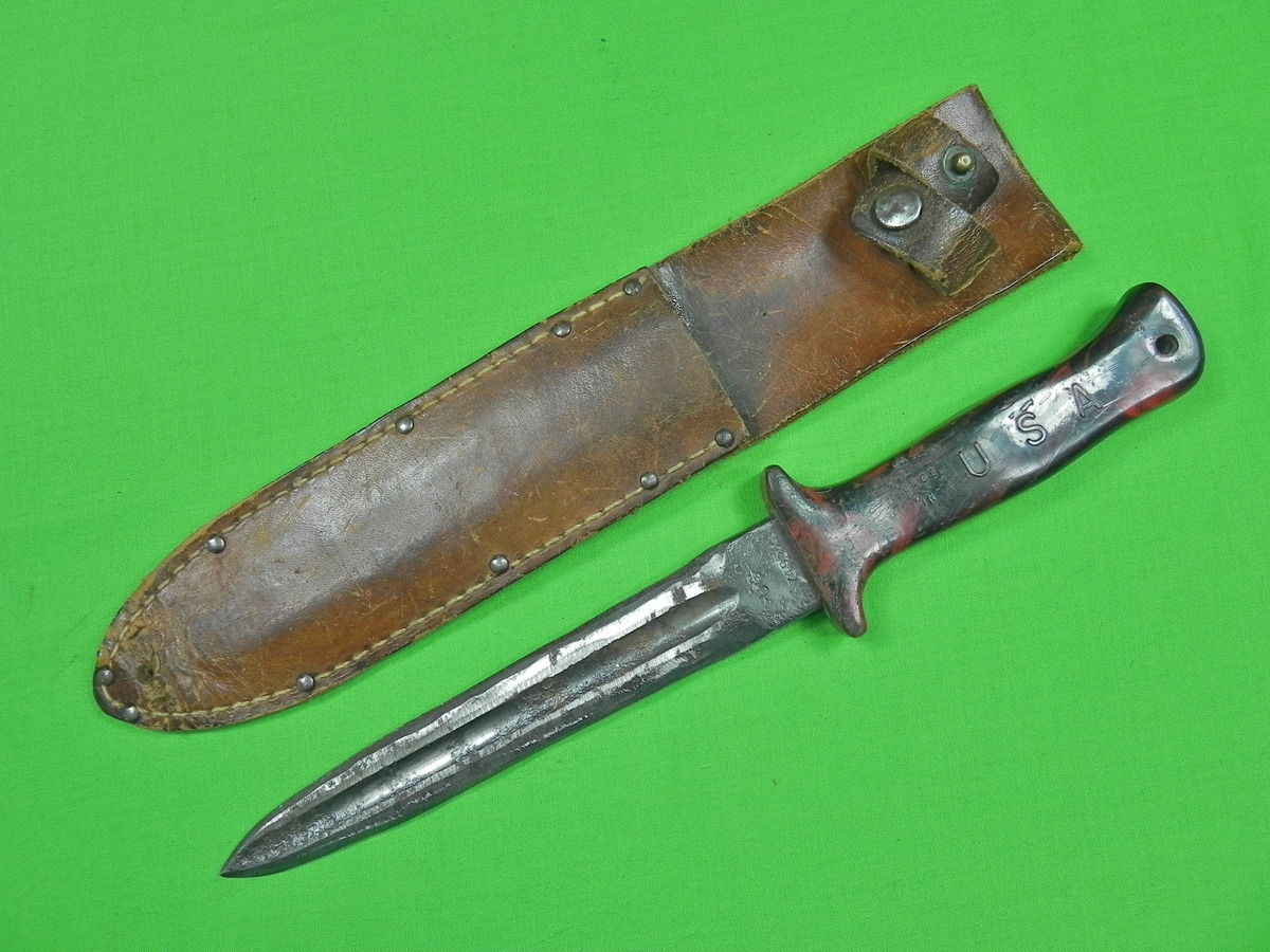 US WW2 Custom Hand Made Sword Blade ANDERSON Fighting Knife w/ Sheath ...