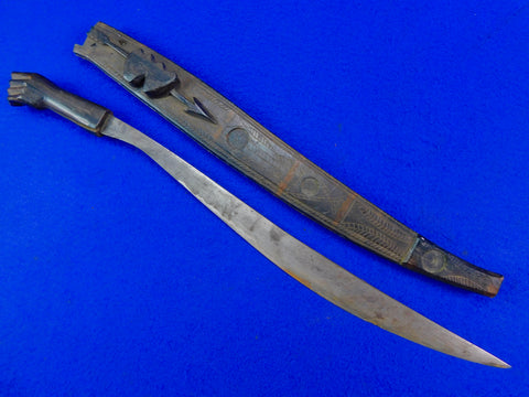 US WW2 Philippines Philippine Bring Back Carved Wood Short Sword w/ Scabbard