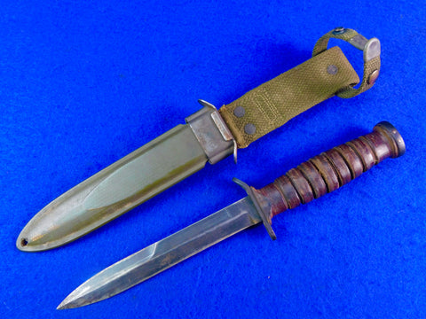 US WW2 Vintage Camillus M3 Guard marked Fighting Knife w/ Scabbard